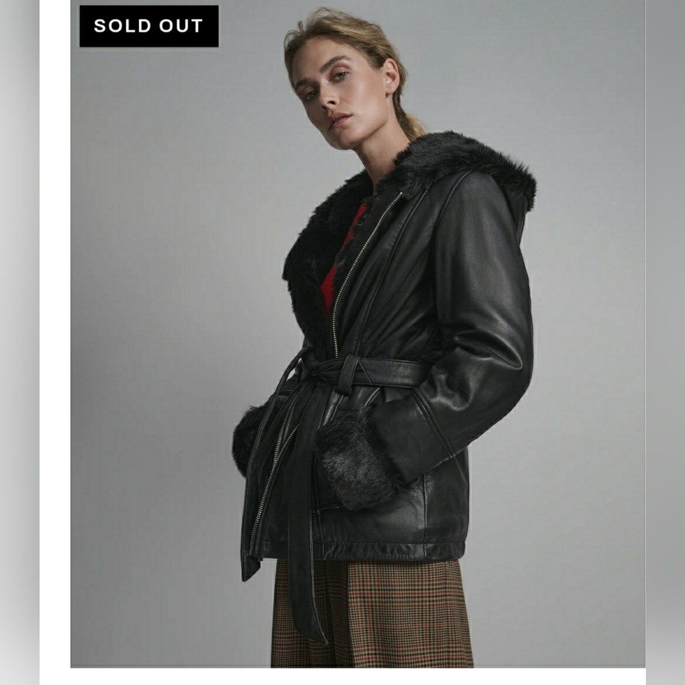 Wilsons Leather Genevieve Belted Leather Trench Jacket - Black XL ( $395 USD)